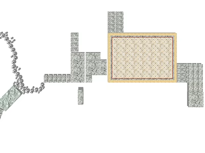 Stepping Stones Garden Path Design With Square Stone Slabs And Layout Arrangement 3d model