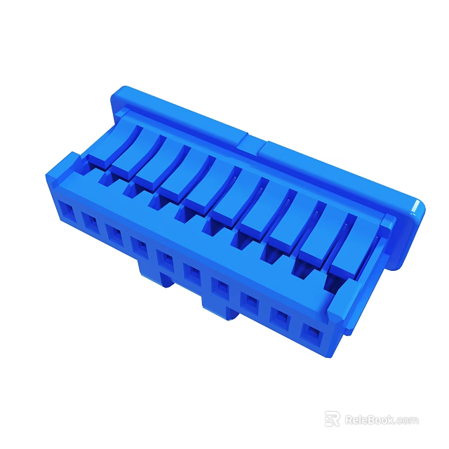 Blue Plastic Connector With Multiple Slots And Structured Design For Mechanical Use 3d model