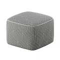 Gray Geometric Pattern Fabric Ottoman for Modern Living Room Seating