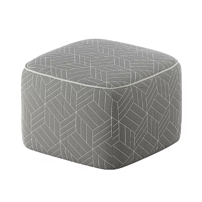 Gray Geometric Pattern Fabric Ottoman for Modern Living Room Seating 3d model