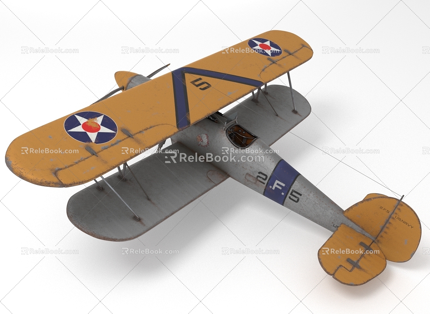 Biplane Biplane Vintage Aircraft Retro Fighter 3d model