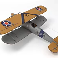 Biplane Fighter Aircraft With Yellow Wings Gray Fuselage Star Insignia 2 F 15 10 Numbers