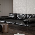 Multiplayer Italian Sofa Minimal Leather Black Sofa 3d model