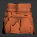 Orange Cracked Rock Scene Component 3D Model With Stacked Layers And Textures 3d model