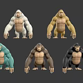Different Colored 3D Gorilla Models Collection For Design Projects And Displays
