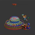 Colorful Mechanical Toy Set With Round Base Transparent Top And Flying Components