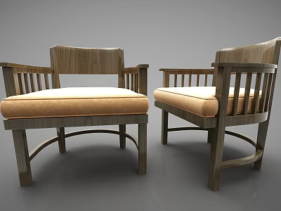 Modern Wooden Frame Single Sofa With Beige Cushion And Armrest Design 3d model