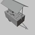 Fresh Hot Dog Street Food Cart With Striped Awning And Condiments