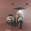 Beige Scooter With Sidecar Retro Design Gray Seats And Modern Look