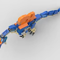 Building Blocks Dinosaur Model with Blue Orange Wings and Detailed Construction