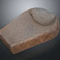 Hand Carved Stone Sculpture With Rectangular Base And Round Top Piece 3d model