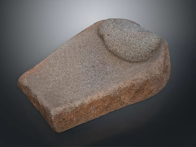 Hand Carved Stone Sculpture With Rectangular Base And Round Top Piece 3d model