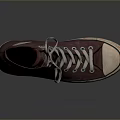 Burgundy High Top Leather Casual Shoes With Gray Laces Beige Sole And Worn Details