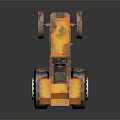 Orange Low Poly Tractor 3D Model With Large Wheels And Mechanical Details 3d model