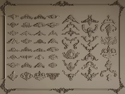 European-style Carved French Carved Hornflower Combination 3d model
