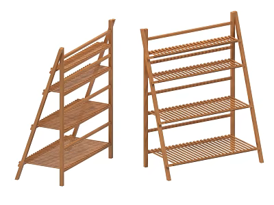 Bamboo Flower Stand with Tiered Shelves for Indoor Outdoor Plant 3d model