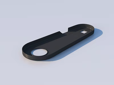 Black Elongated Tool Accessory With Circular And Square Holes Design 3d model