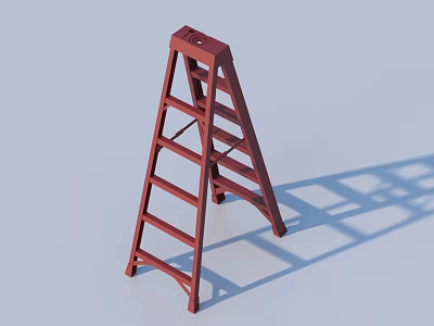 Red Sturdy Ladder Essential Hardware Tools For Home Improvement And Industrial Projects 3d model