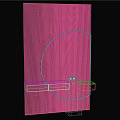 Modern Washbasin With Black Vertical Stripe Backdrop Circular LED Light And Marble Countertop