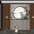 New Chinese background wall background wall partition 3d model