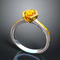 Elegant Silver Ring With Yellow Floral Gemstone Diamond Accents And Enamel Stripes