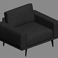 Gray Leather Single Sofa With Modern Minimalist Design And Black Thin Legs 3d model