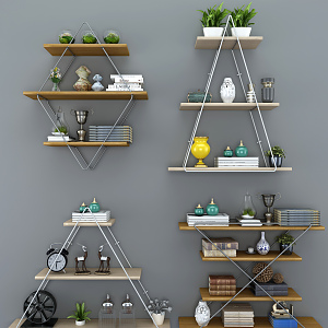 Modern Wall Storage Rack Minimalist Iron Pendulum Rack 3d model