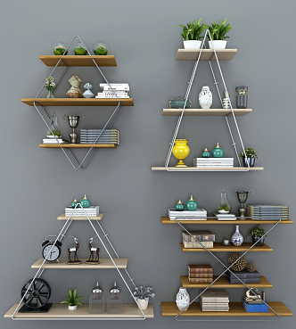 Modern Wall Storage Rack Minimalist Iron Pendulum Rack 3d model