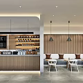 Modern Teahouse Interior Design With Bar Counter And Seating Area 3d model