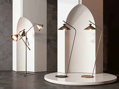 Modern Floor Lamps Gold Black Metal Frame In Contemporary Interior Arch Display Stand 3d model