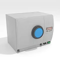 Gray Industrial Device With Blue Circular Component And UV Radiation Warning Label 3d model
