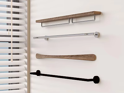 Walnut Bathroom Storage Rack Toiletries Storage Rack Wall-Mounted Shelf Towel Bar 3d model