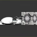 White Spacecraft With Cube Structure And Circular Components For Cosmic Exploration 3d model