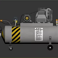 Portable Industrial Air Compressor With Tank Yellow Black Stripes And Wheels