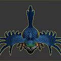 Cartoon Parrot Character With Green Head Yellow Body And Blue Open Wings
