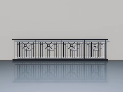 Black Iron Swing Door With Geometric Patterns And Reflective Surface 3d model