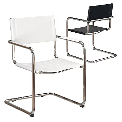 Modern White And Black Dining Chairs With Sleek Metal Frame Design 3d model