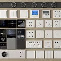 Various Modern Switch Panels With Sockets Smart Displays And Multiple Color Options 3d model