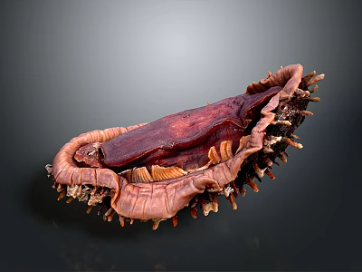 Red Sea Cucumber With Spiny Exterior And Red Internal Flesh On Dark Background 3d model