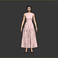 Pink Sleeveless Long Dress With Pleated Skirt And Light Fabric Design
