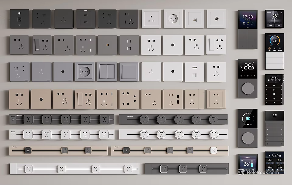 Diverse Switch Panels With Multiple Colors Styles And Smart Features 3d model 