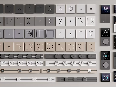 Diverse Switch Panels With Multiple Colors Styles And Smart Features 3d model
