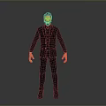 3D Model of Man Wearing Gray Suit in Standing Pose on Gradient Background