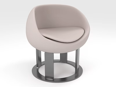 Elegant Modern Single Chair With Light Upholstery And Metal Circular Base 3d model