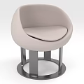 Elegant Modern Single Chair With Light Upholstery And Metal Circular Base