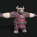 Bull Warrior Character With Skeleton Emblem Purple Armor And Bandaged Arms