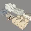 Cozy Bedding Collection With Soft Towels And Decorative Patterns In Neutral Tones 3d model