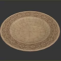 Oval Marble Plate With Intricate Pink And White Carved Edge Patterns 3d model