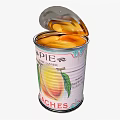 Open Closed Canned Peaches with Decorative Labels Featuring Bird Tree Peach Illustrations for Household Supplies