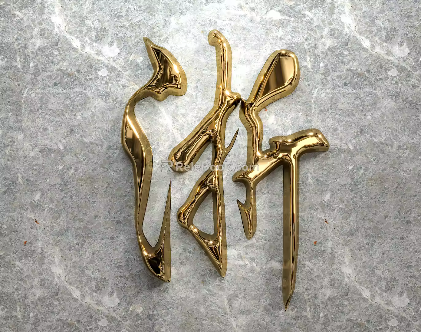Modern titanium lettering 3d model